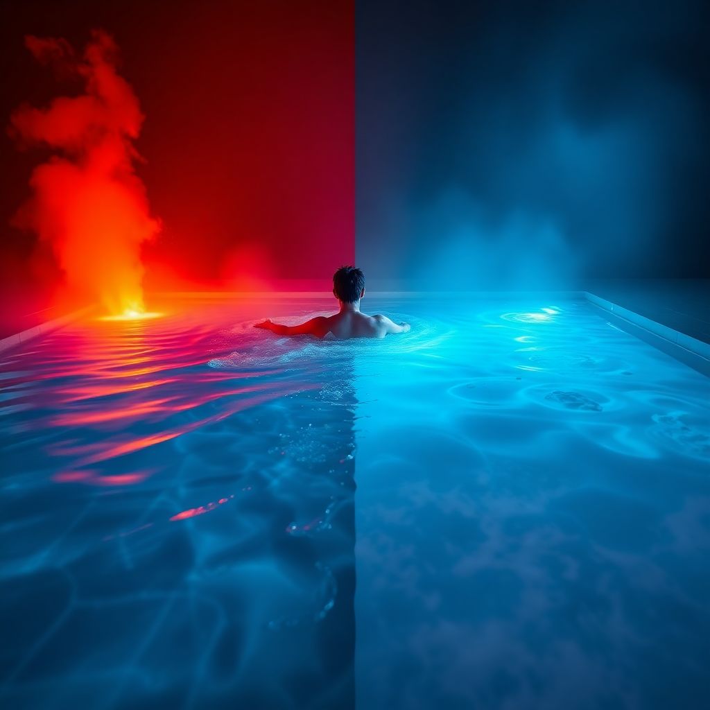 Illustration d'un protocole de contraste alternant bassin chaud et bassin froid