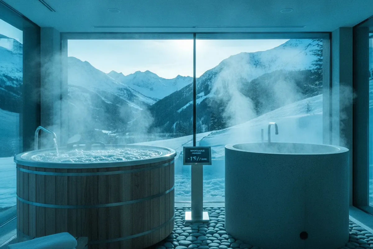 Installation d'un bain glacé à la maison dans une baignoire avec des glaçons et un thermomètre