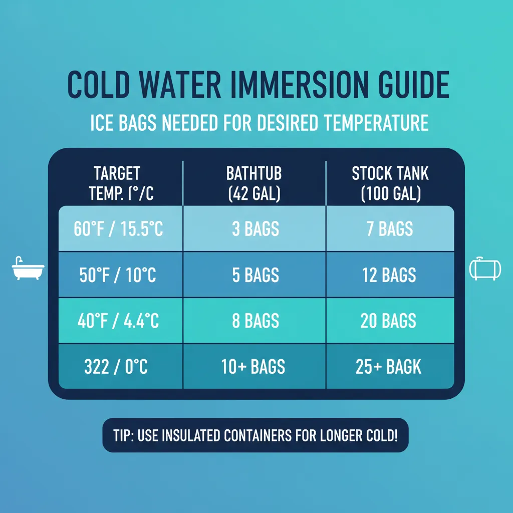 Guide de préparation bain glacé maison quantité de glaçons selon la température souhaitée