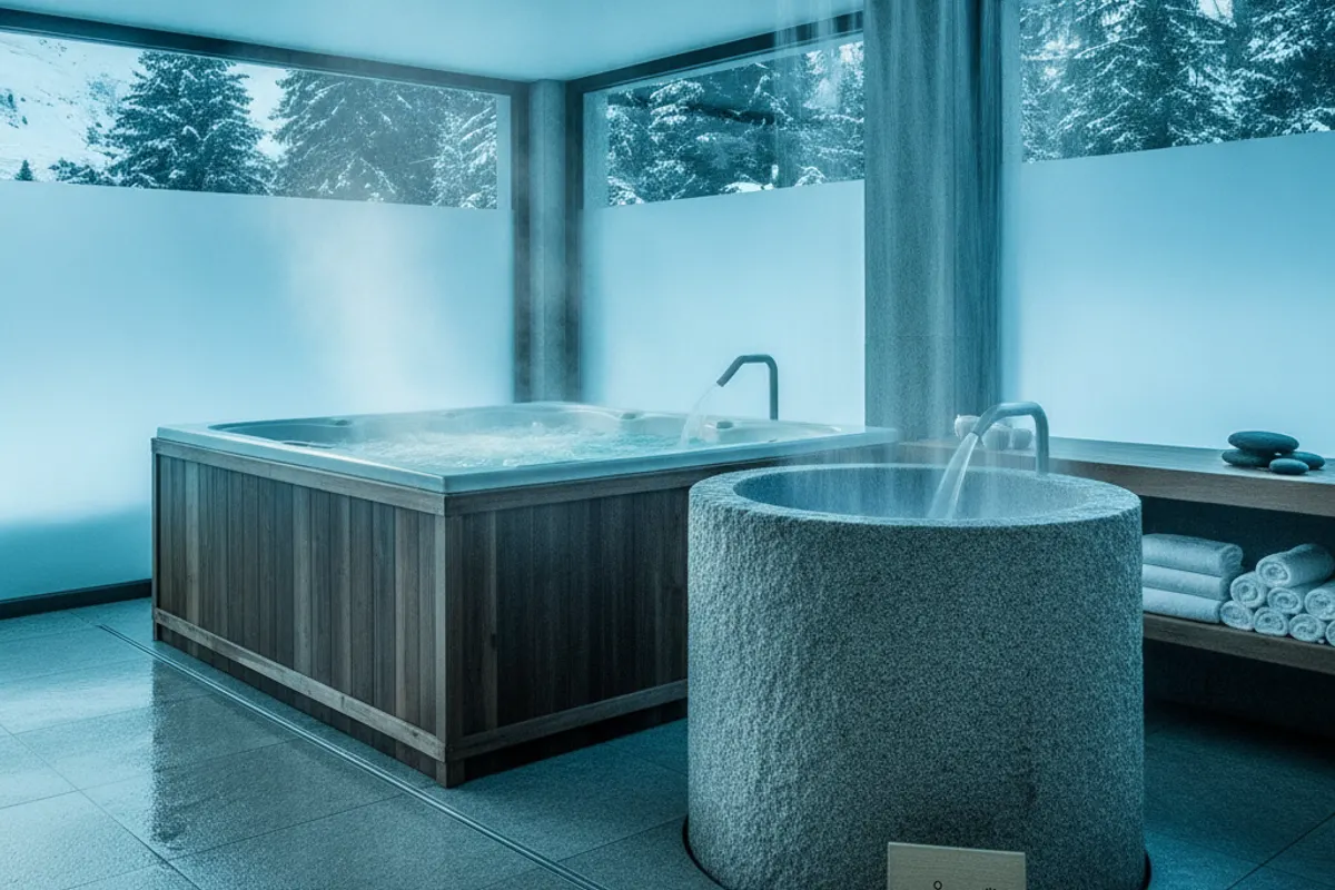 Pommeau de douche avec alternance d'eau chaude et froide illustrant la douche écossaise contrastée