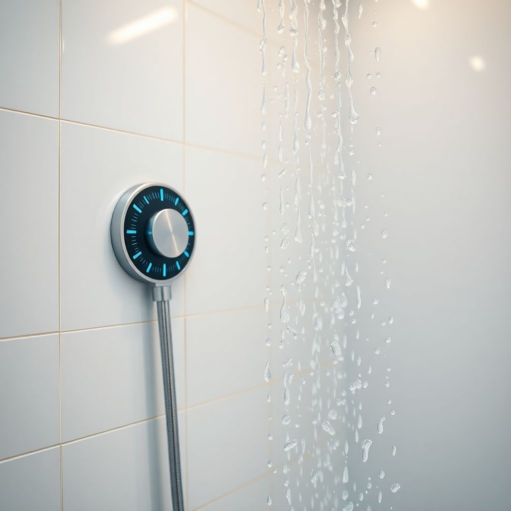 Pommeau de douche avec eau froide symbolisant le début de l'exposition au froid