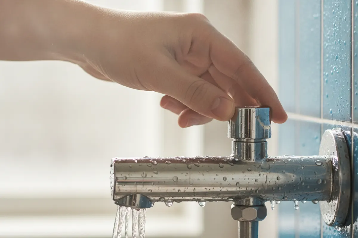 Pommeau de douche avec eau fraîche pendant une journée de canicule pour se rafraîchir — illustration 2