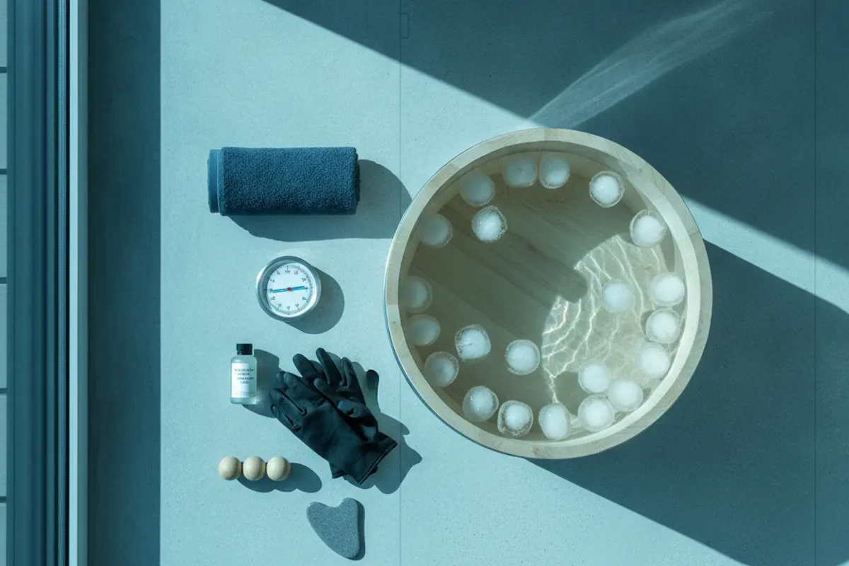 Bain froid portable installé dans une salle de bain d'appartement — illustration 2