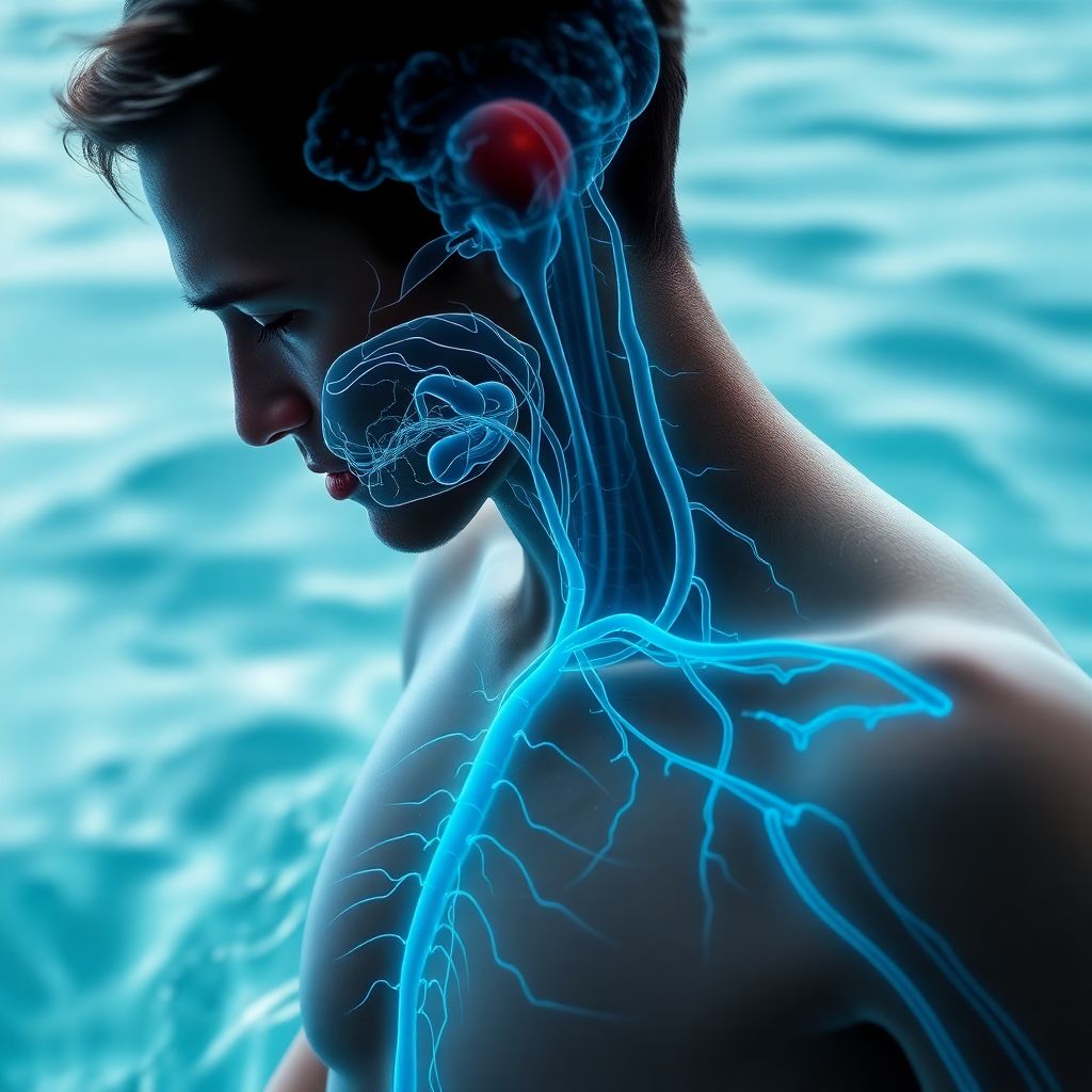 Schéma anatomique du nerf vague et sa stimulation par l'exposition au froid