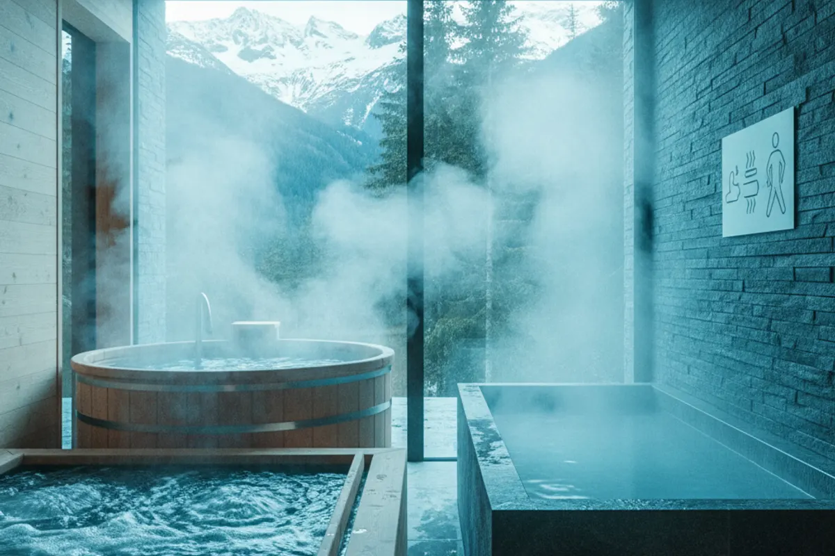 Homme pratiquant le protocole bain froid Wim Hof avec immersion en eau froide selon la méthode progressive