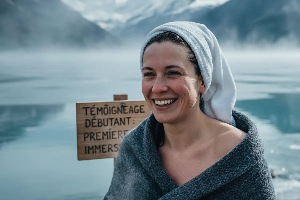 Débutant s'apprêtant à entrer dans un bain froid pour la première fois