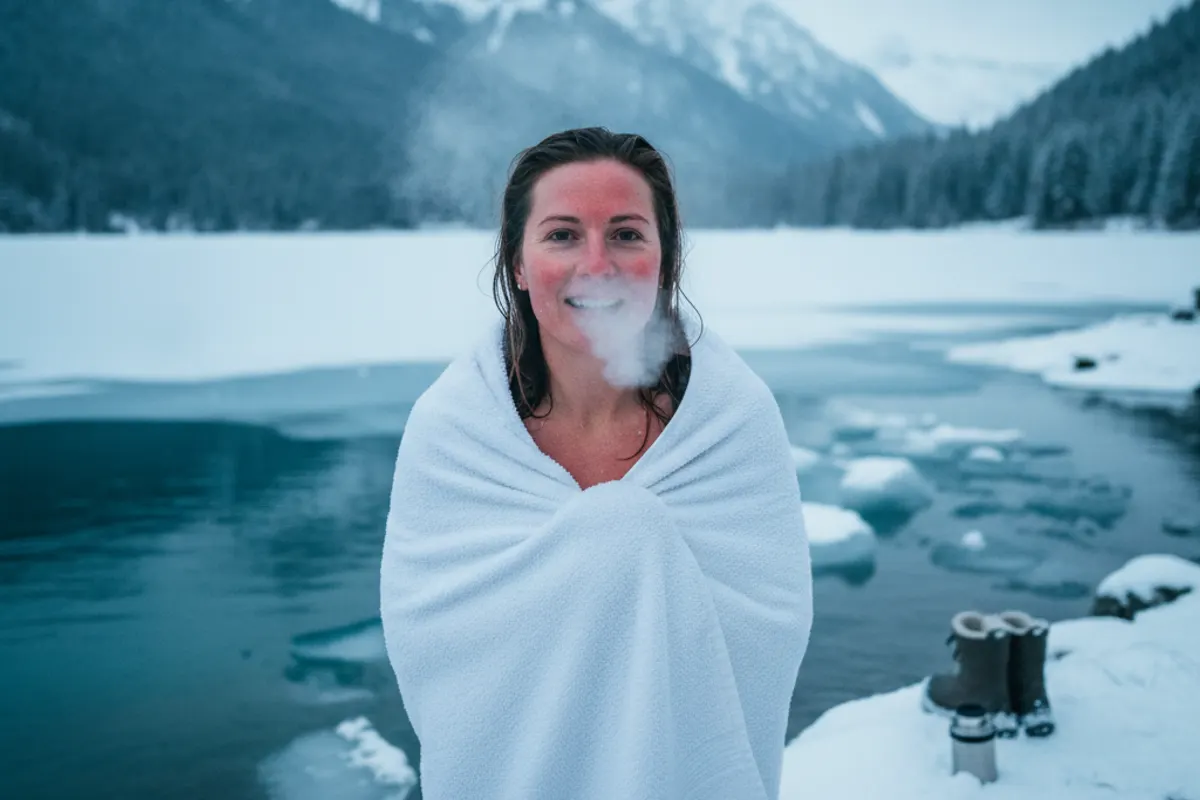 Débutant s'apprêtant à entrer dans un bain froid pour la première fois — illustration 2